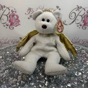 Ty beanie babies halo 2 2000s rare angel bear White Bear with Gold Wings Plush